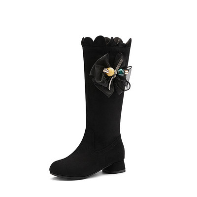 Κομψές παιδικές μπότες από eco suede με διακοσμητικό λουλούδι