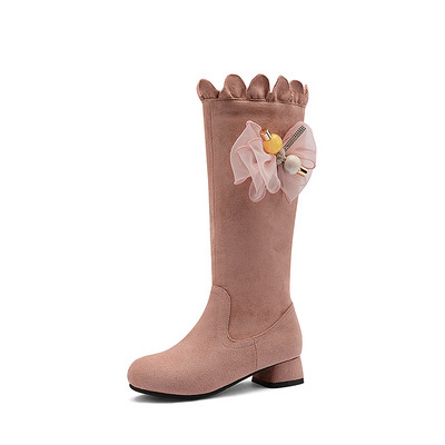 Κομψές παιδικές μπότες από eco suede με διακοσμητικό λουλούδι