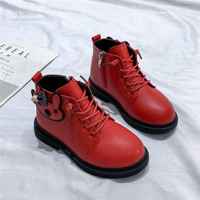 Παιδικά έκο δερμάτινα μποτάκια με τρισδιάστατο στοιχείο για κορίτσια