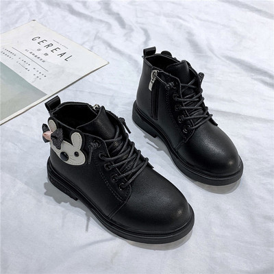 Παιδικά έκο δερμάτινα μποτάκια με τρισδιάστατο στοιχείο για κορίτσια