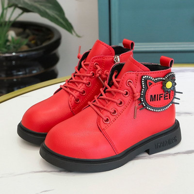 Παιδικά έκο δερμάτινα μποτάκια με τρισδιάστατο στοιχείο για κορίτσια