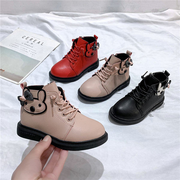 Παιδικά έκο δερμάτινα μποτάκια με τρισδιάστατο στοιχείο για κορίτσια