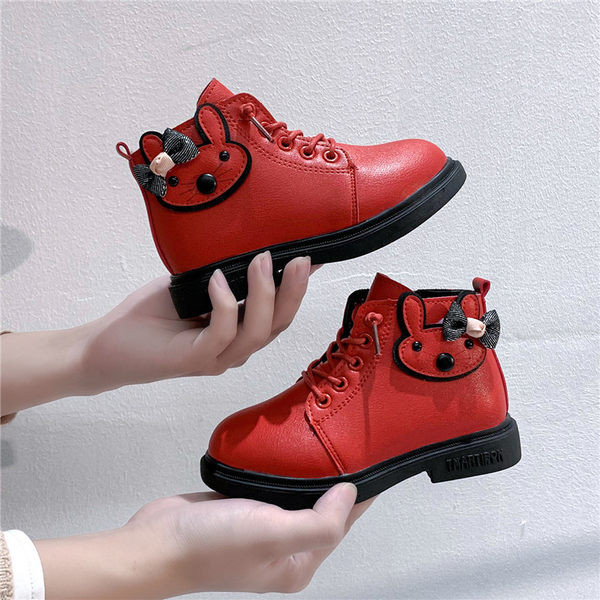 Παιδικά έκο δερμάτινα μποτάκια με τρισδιάστατο στοιχείο για κορίτσια