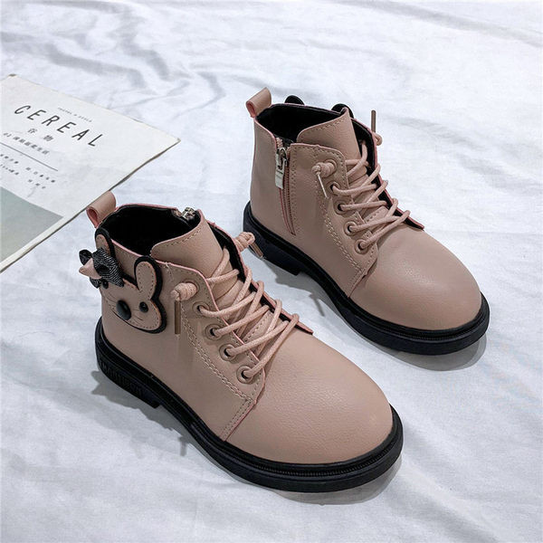 Παιδικά έκο δερμάτινα μποτάκια με τρισδιάστατο στοιχείο για κορίτσια