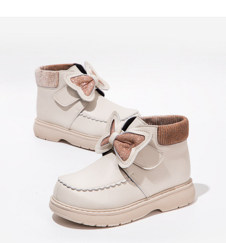 Έκο δερμάτινα μποτάκια για κορίτσια με διακόσμηση με κορδέλα και λαμπερά στοιχεία