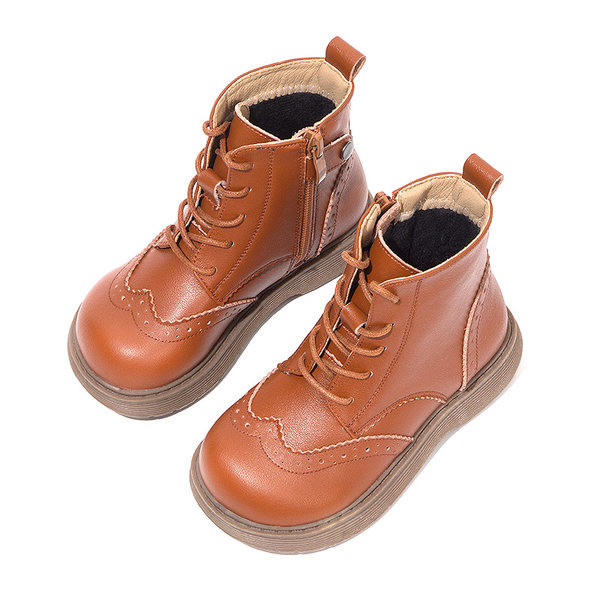 Παιδικά μποτάκια από οικολογικό δέρμα με κορδόνια