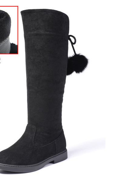 Детски велурени ботуши с връзки и еко пух 