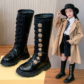 Παιδικά στρογγυλεμένα έκο δερμάτινα μποτάκια με μεταλλικά κουμπιά