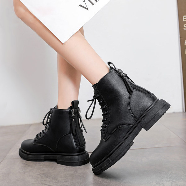 Casual παιδικές έκο δερμάτινες μπότες με κορδόνια για κορίτσια