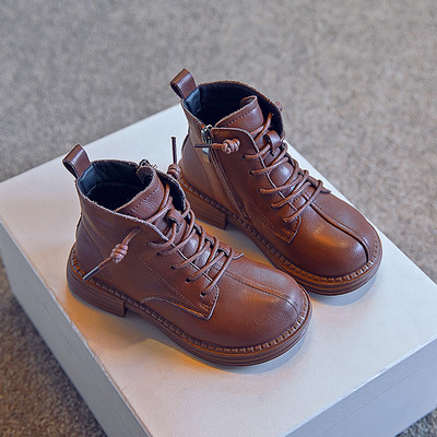 Παιδικά μοντέρνα μποτάκια για κορίτσια από συνθετικό δέρμα με κορδόνια