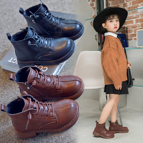 Παιδικά μοντέρνα μποτάκια για κορίτσια από συνθετικό δέρμα με κορδόνια