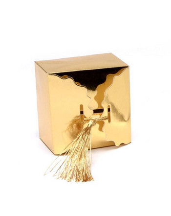 кутия за подарък,6х9х9, златна/сребърна