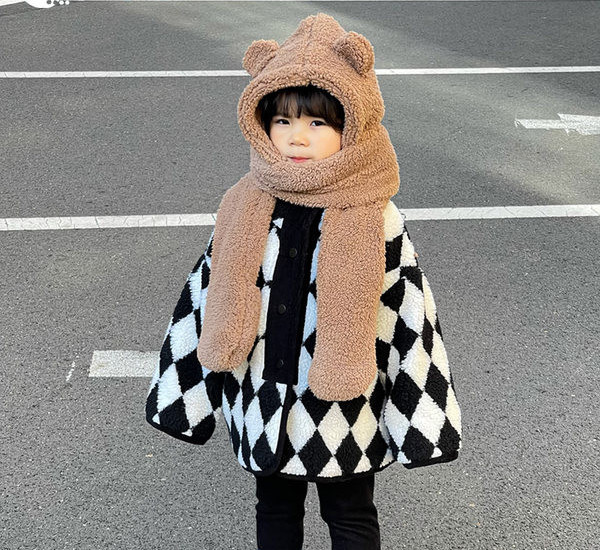 Παιδικό πουπουλένιο καπέλο 3 σε 1 - καπέλο, κασκόλ και γάντια