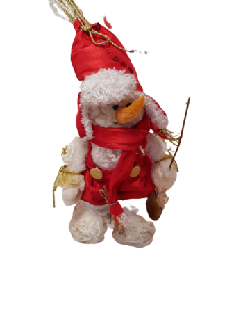 Коледна декорация Ahelos, Снежен човек, Текстилен,23 см