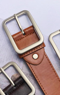 Ανδρική casual έκο δερμάτινη ζώνη με τετράγωνη αγκράφα νέο μοντέλο