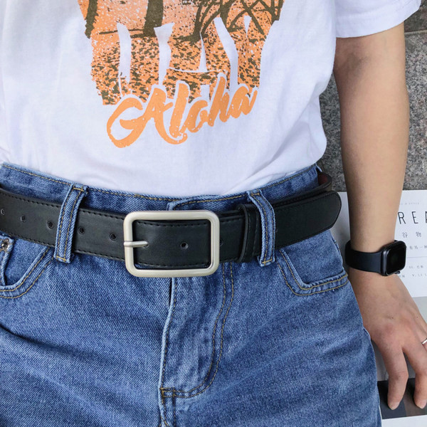 Ανδρική casual έκο δερμάτινη ζώνη με τετράγωνη αγκράφα νέο μοντέλο