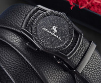 Ανδρική έκο δερμάτινη ζώνη με μεταλλική αγκράφα - μαύρο χρώμα