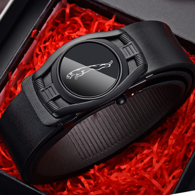 Ανδρική έκο δερμάτινη ζώνη με μεταλλική αγκράφα - μαύρο χρώμα