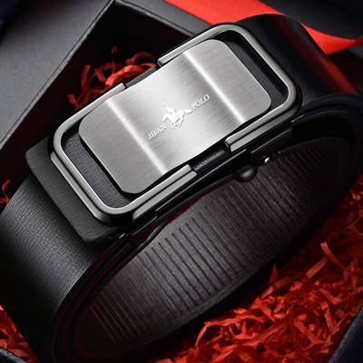 Ανδρική έκο δερμάτινη ζώνη με μεταλλική αγκράφα - μαύρο χρώμα