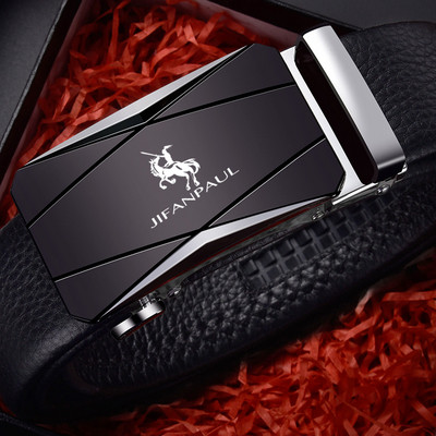 Ανδρική έκο δερμάτινη ζώνη με μεταλλική αγκράφα - μαύρο χρώμα