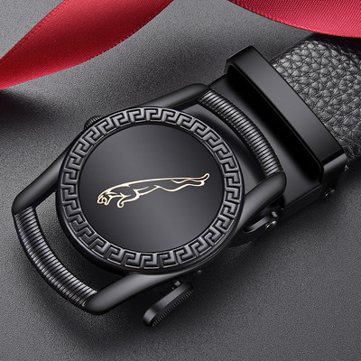 Ανδρική έκο δερμάτινη ζώνη με μεταλλική αγκράφα - μαύρο χρώμα