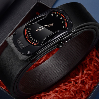 Ανδρική έκο δερμάτινη ζώνη με μεταλλική αγκράφα - μαύρο χρώμα