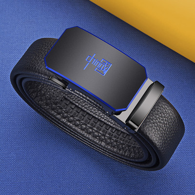 Ανδρική έκο δερμάτινη ζώνη με μεταλλική αγκράφα - μαύρο χρώμα