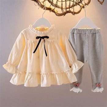 Модерен детски комплект за момичета от две части блуза с клин