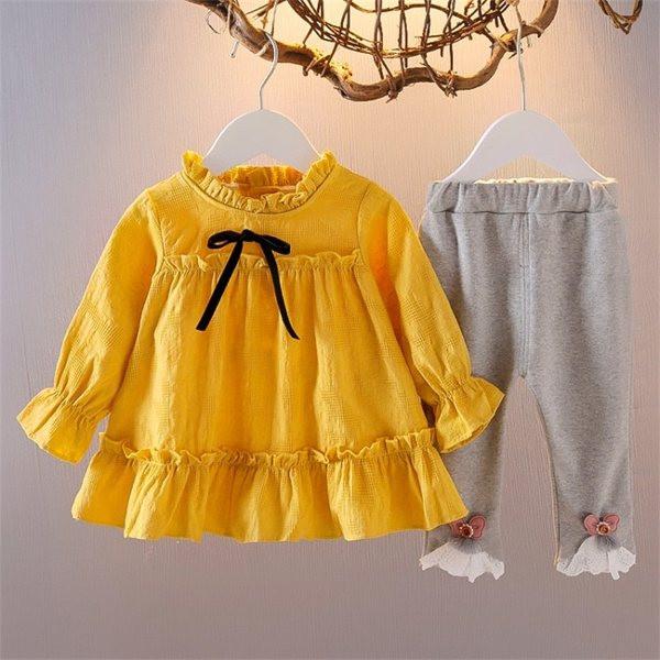 Μοντέρνο παιδικό σετ για κορίτσια μπλούζα δύο με κολάν