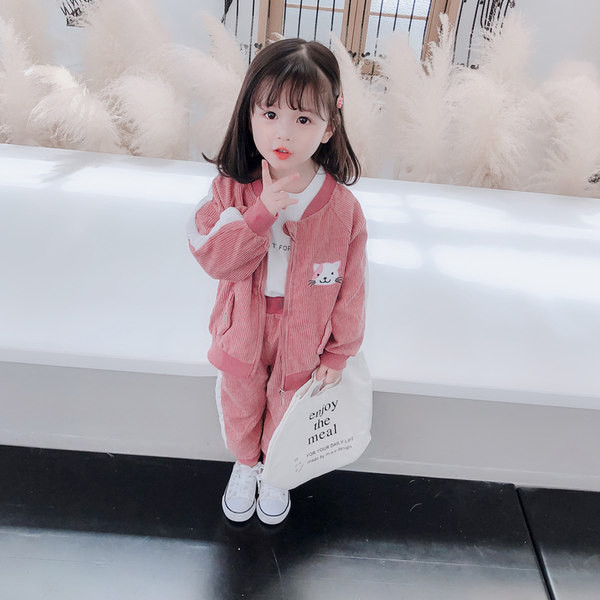 Παιδικό σετ για κορίτσια σε δύο μέρη με απλικέ γάτας