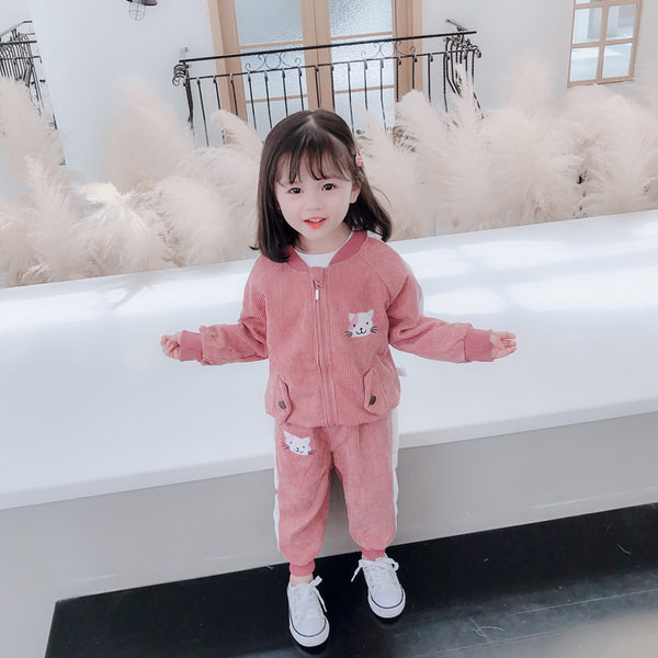 Παιδικό σετ για κορίτσια σε δύο μέρη με απλικέ γάτας