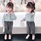 Set copii modern pentru fete din camasa si pantaloni