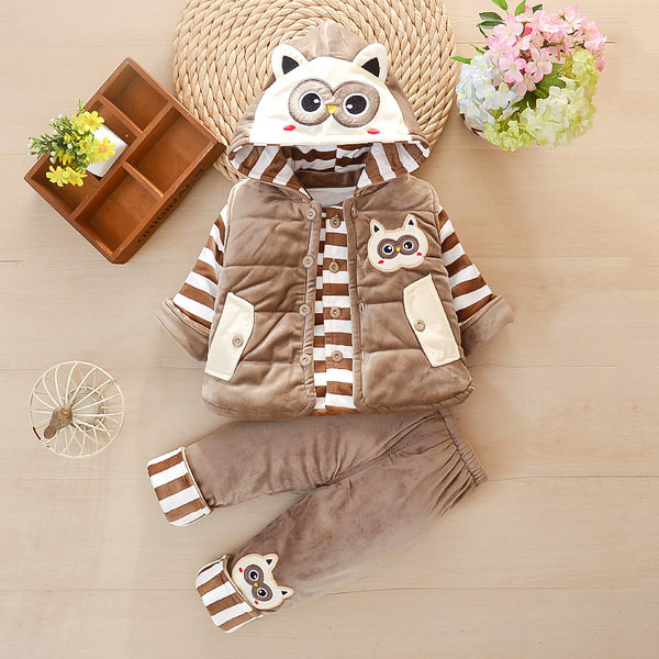 Модерен детски комплект от три части панталон елек и блуза за момичета