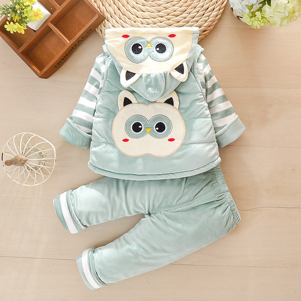 Модерен детски комплект от три части панталон елек и блуза за момичета