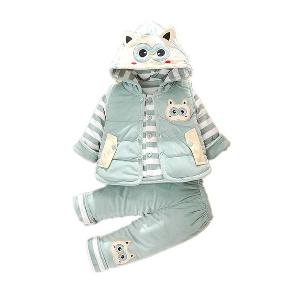 Модерен детски комплект от три части панталон елек и блуза за момичета