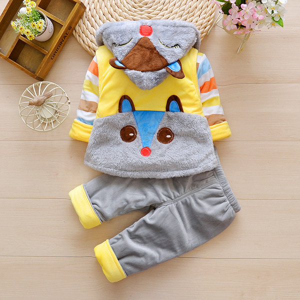 Παιδικό σετ φθινοπώρου-χειμώνα δύο τμημάτων με κουκούλα και 3D εφαρμογή