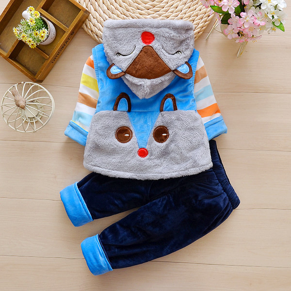 Παιδικό σετ φθινοπώρου-χειμώνα δύο τμημάτων με κουκούλα και 3D εφαρμογή