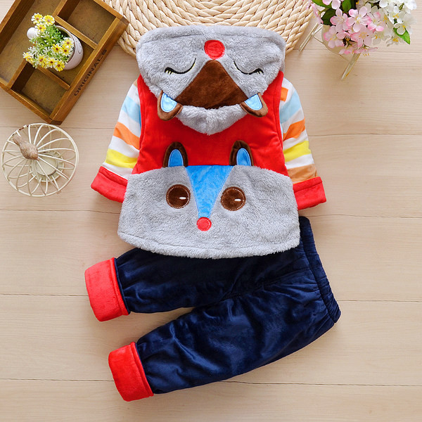 Παιδικό σετ φθινοπώρου-χειμώνα δύο τμημάτων με κουκούλα και 3D εφαρμογή