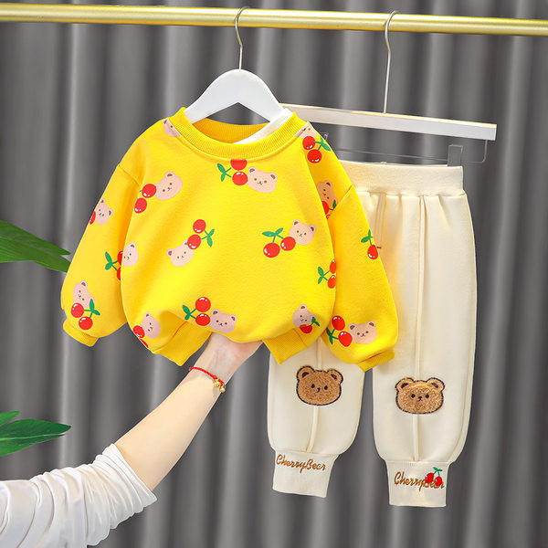 Kétrészes gyerekkészlet lányoknak rátéttel és hímzett felirattal