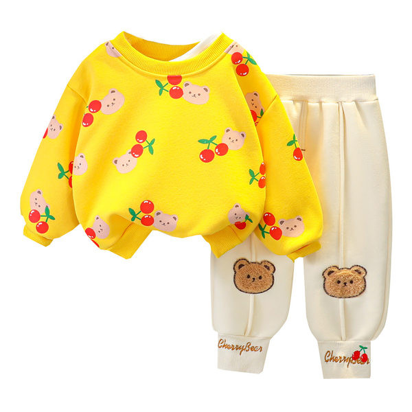 Kétrészes gyerekkészlet lányoknak rátéttel és hímzett felirattal