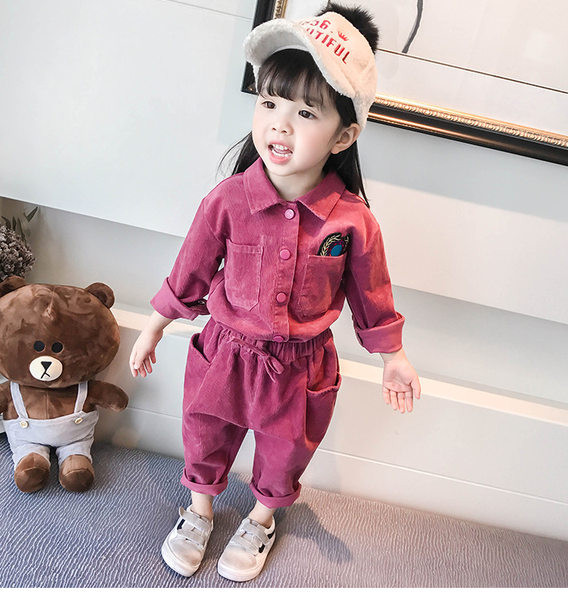 Παιδικό σετ κοτλέ με κέντημα - δύο μέρη