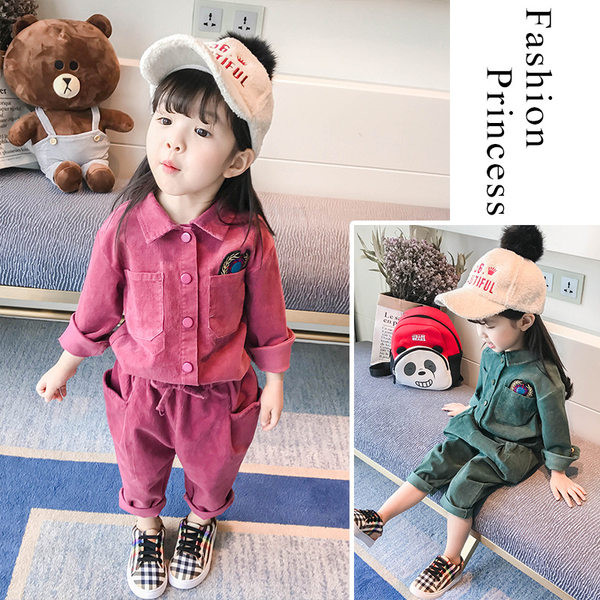 Παιδικό σετ κοτλέ με κέντημα - δύο μέρη