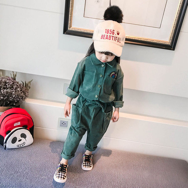 Παιδικό σετ κοτλέ με κέντημα - δύο μέρη