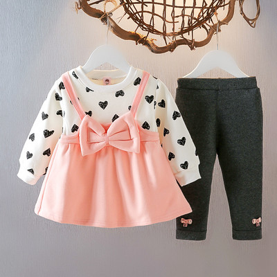 Παιδικό σετ δύο μερών για κορίτσια με σφηνό φόρεμα και κορδέλα