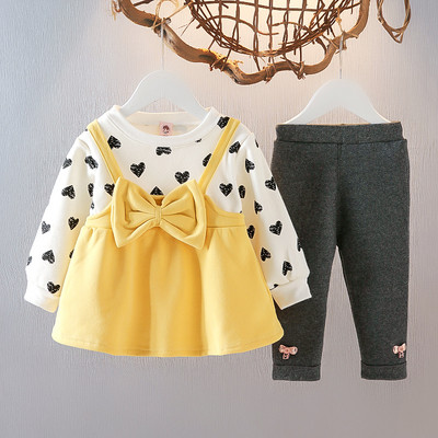 Παιδικό σετ δύο μερών για κορίτσια με σφηνό φόρεμα και κορδέλα