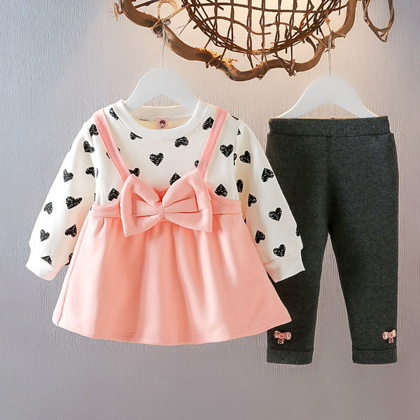 Παιδικό σετ δύο μερών για κορίτσια με σφηνό φόρεμα και κορδέλα