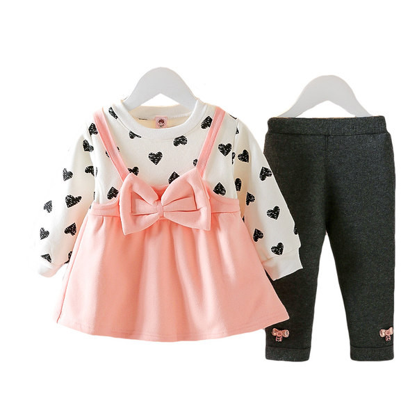 Παιδικό σετ δύο μερών για κορίτσια με σφηνό φόρεμα και κορδέλα