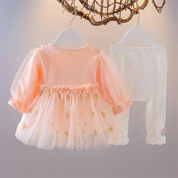 Παιδικό σετ μπλούζα με τούλι και κολάν με δαντέλα για κορίτσια