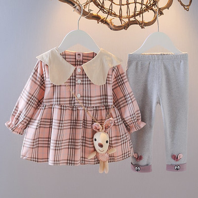 Μοντέρνο παιδικό καρό σετ δύο μερών για κορίτσια