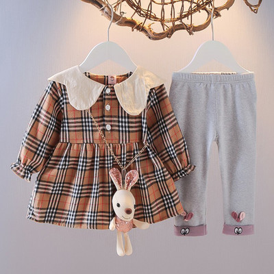 Μοντέρνο παιδικό καρό σετ δύο μερών για κορίτσια